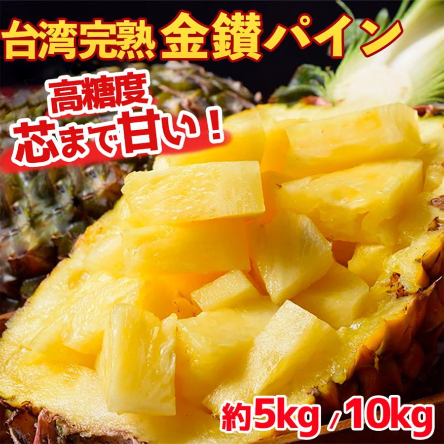 台湾パイナップル 約10kg 6〜8玉入 大玉 産地箱｜台湾産 金鑚パイン