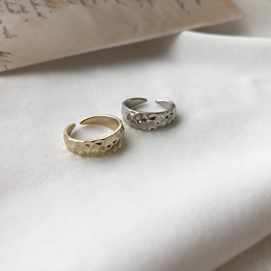 ピンキーリング リング 指輪 4号 凸凹 幅広 デザインリング 真鍮 太め