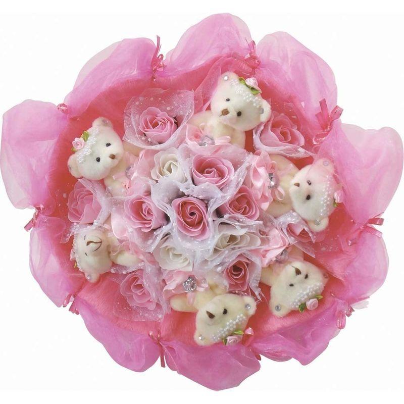 定番の冬ギフト バスフレグランスブーケ ピンクベアー フラワーアレンジメント 花束 ブーケ ギフト 誕生日 結婚記念日 お祝い 還暦 発表会 演奏会 花 Pringlesjobs Be