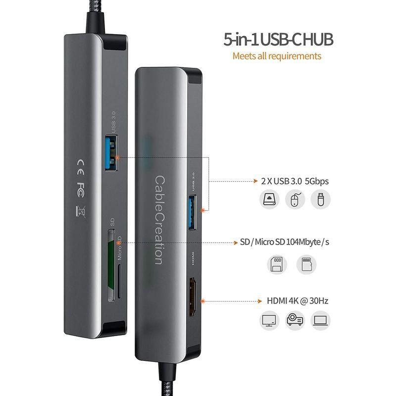 USB Cハブ, CableCreation マルチポートUSB-C変換アダプタ 5-in-1 (Thunderbolt 3) HDMI 4  :20220209182854-00142:シースリー - 通販 - Yahoo!ショッピング