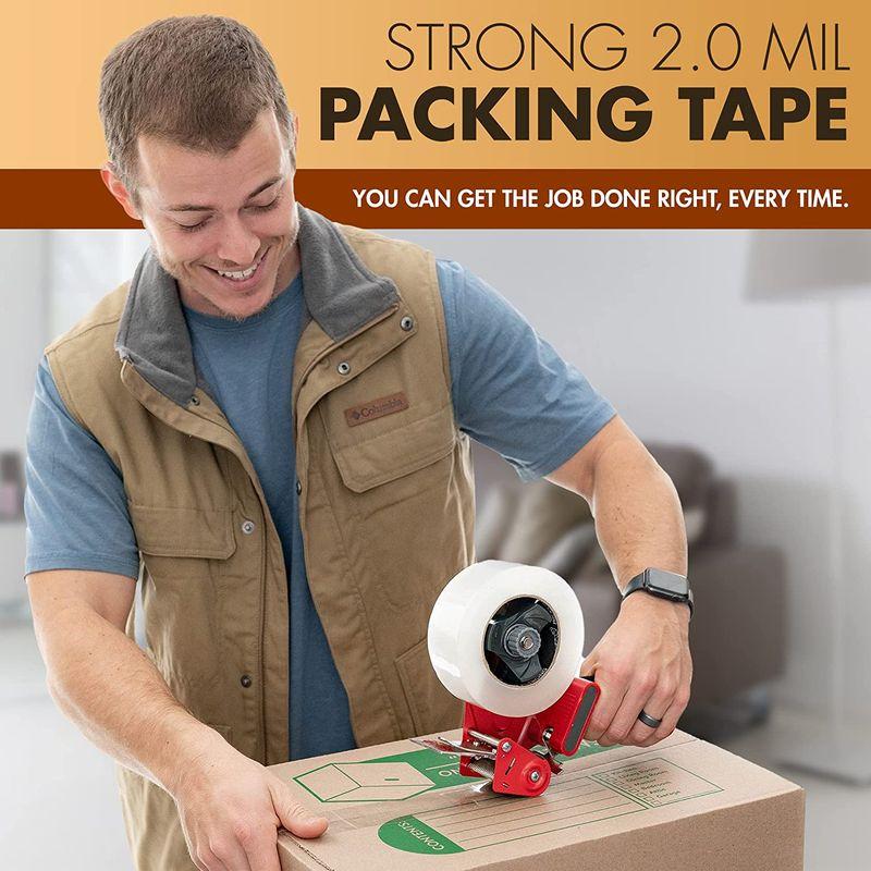 工業グレード透明梱包テープ 1ロール110ヤード 幅3インチ x 厚さ2.0ミル アクリル粘着 高耐久テープ 箱 オフィス 引っ越し 梱包 - 8