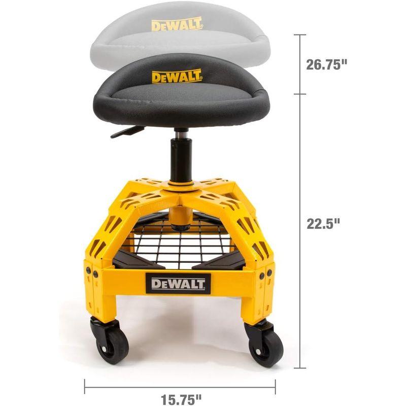 Dewalt　(ディウォルト)　パッド入り　丈夫なスチールフレーム　360度回転シート　ガレージスツール　ローリングショップ　調節可能