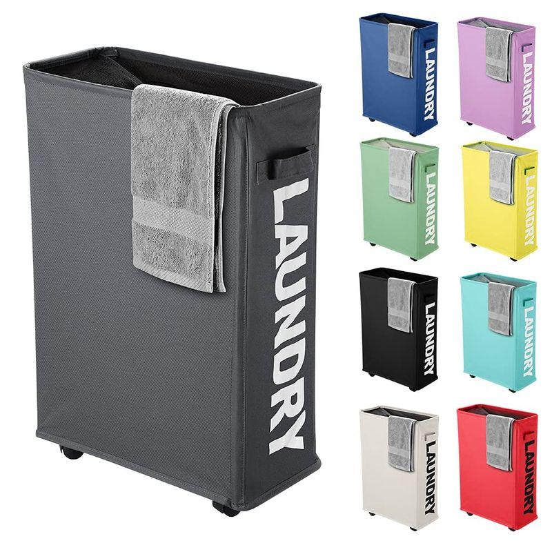 IHOMAGIC車輪付きの洗濯物バスケット ランドリーかご 洗濯ボックス ランドリーバスケット 容量40L洗濯かご 折りたたみ 防水 収納ボ