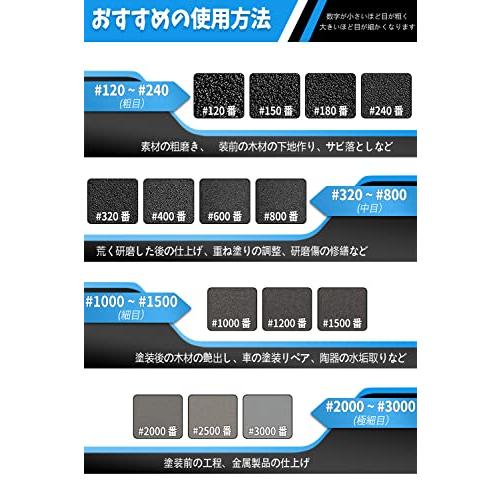 IROKCAKPT 紙やすり 耐水ペーパー セット #3000番 紙ヤスリ (26枚入) 極細目 サンドペーパー 耐水ヤスリ 230 mm x 93 mm,車 金属磨き 木工DIY作業に｜sebas-store｜07