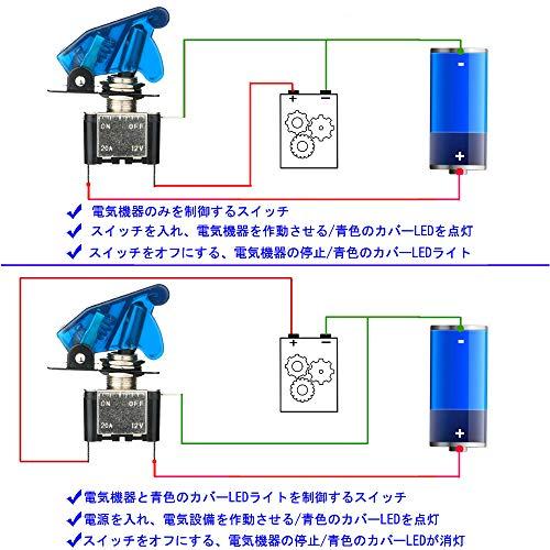 Kiligen 3個 12V-24V 20Aミサイルスイッチトグルスイッチ オン/オフSPST 3極タイプトグルロッカー スイッチ LED搭載（赤/緑/青）車の自動車トラック｜sebas-store｜04