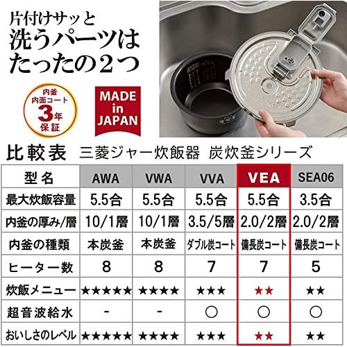 三菱電機 IH炊飯器 5.5合 日本製 備長炭 炭炊釜 ピュアホワイト 三菱電機 IH炊飯器 5.5合 日本製 備長炭 炭炊釜 ピュアホワイト