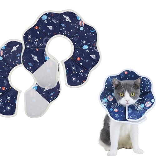 エリザベスカラー ソフトエリザベスカラー 小型犬用 猫用 ペット 軽量 ソフト 簡単装着 術後傷口保護 傷舐め防止 引っ掻き防止 (L, 宇宙デザイン) | 
