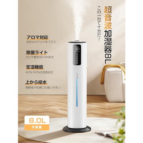加湿器 大容量 8.0L 【除菌・恒湿・アロマ対応】上から給水 加湿器 大容量 8.0L 【除菌・恒湿・アロマ対応】上から給水