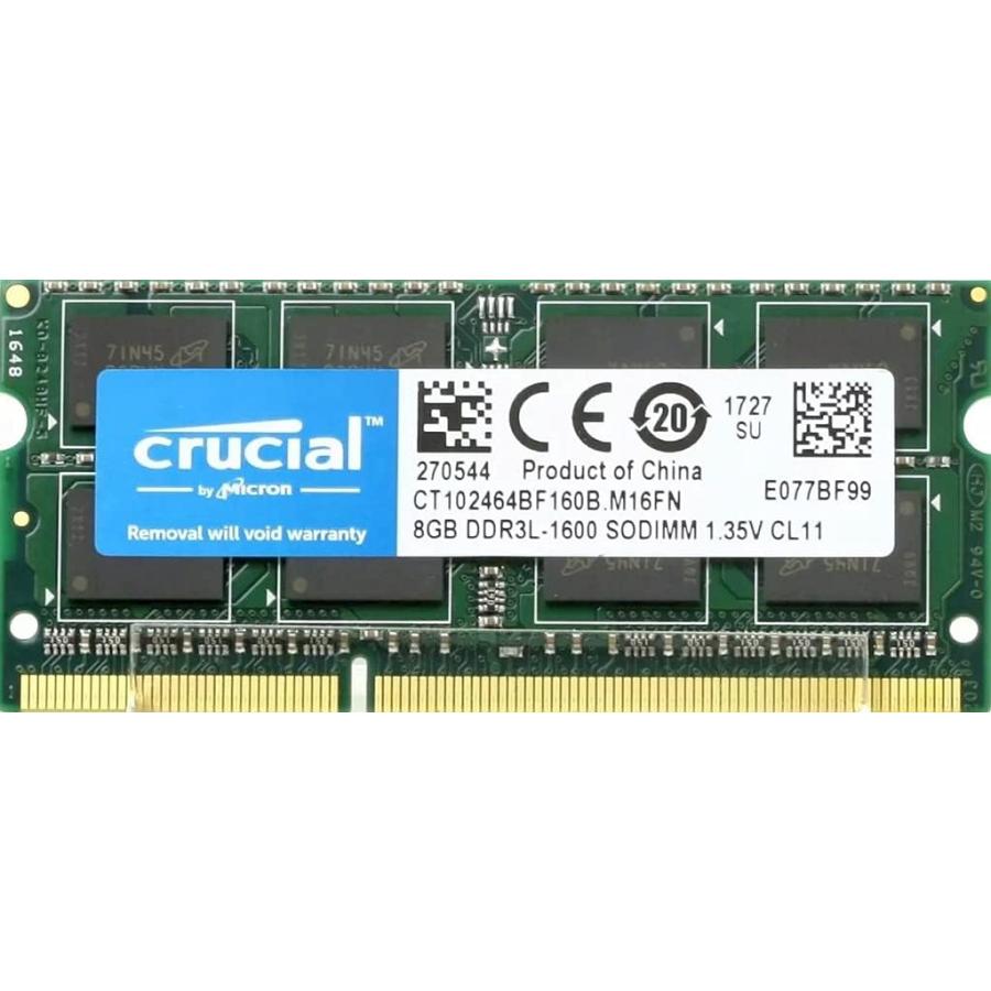 Crucial [Micron製] DDR3L ノート用メモリー 8GB ( 1600MT/s / PC3-12800 / CL11 / 204pin / 1.35V/1.5V / SODIMM ) CT102464BF160B