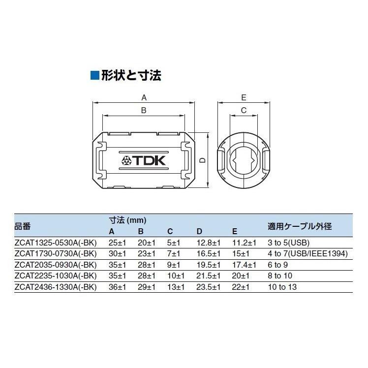 ZCAT1325-0530A (5個入り) TDK クランプフィルタ 正規特約店｜sec-store｜02