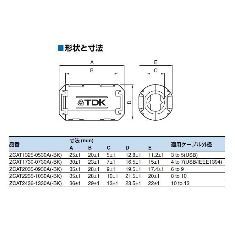 ZCAT1730-0730A (5個入り) TDK クランプフィルタ 正規特約店