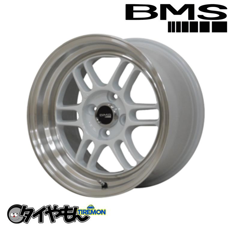 BMS R6T 15インチ 4H100 8J +20 2本セット ホイール ホワイトマシン