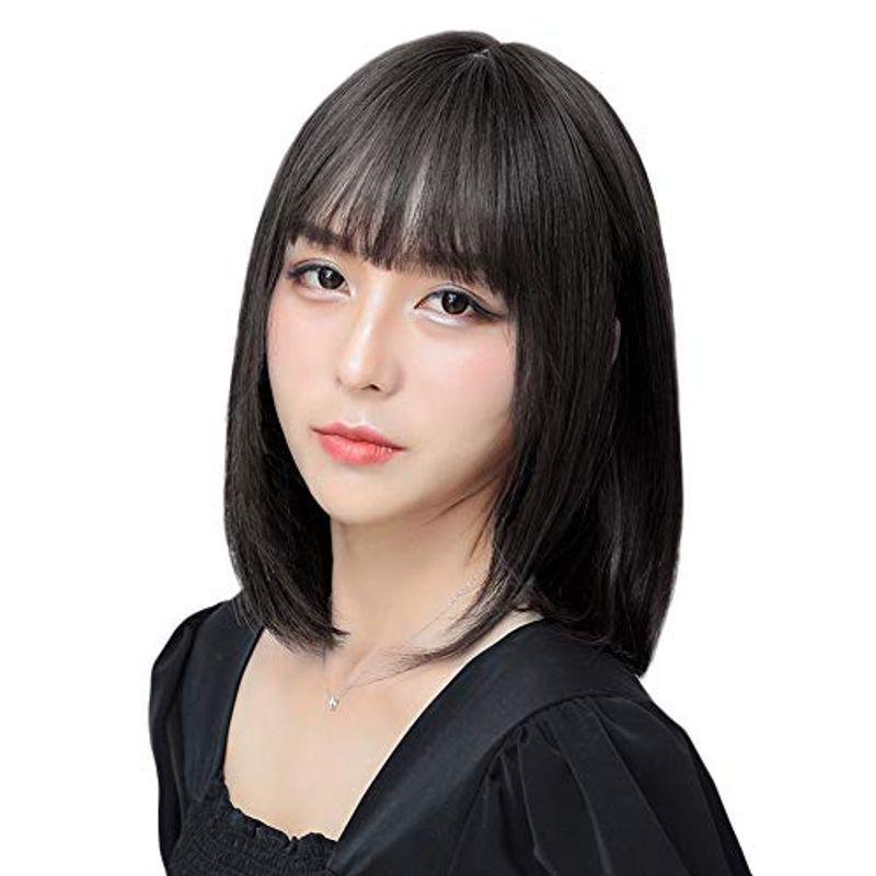 Web限定カラー 前髪 女性用 手植え レディース ミディアム かつら フルウィッグ 100 人毛 セミロング ボブ ウィッグ P Z ぱっつん 人気 小顔 レディースアクセサリー Ksc Kcf Org
