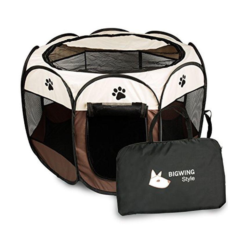 Bigwing 折りたたみ 八角形 ペットサークル プレイサークル 犬 猫 兼用 コンパクト メッシュ お出かけ用品 コーヒー L 犬小屋 Www Mantraman Com Mx
