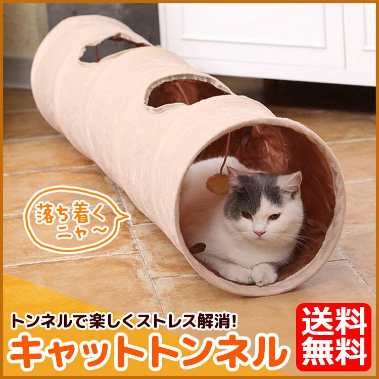 キャットトンネル 柔らか素材 安い 自立型 2穴付き おもちゃ カシャカシャ音 誘い玉付き 猫トンネル お気にいる