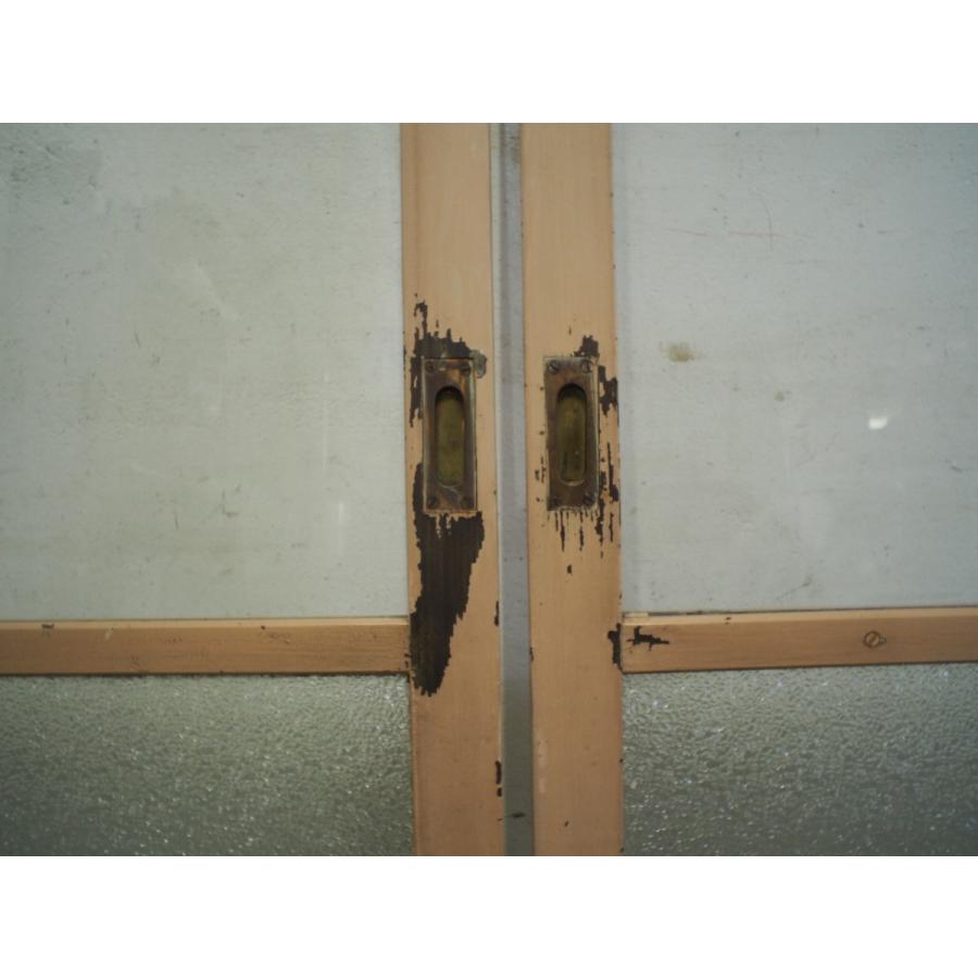 タA0257◆(2)×2枚◆アンティーク◆ペンキの剥げたダイヤガラスの古い木枠引き戸◆古建具 ガラス戸 窓 レトロK笹1 - 8