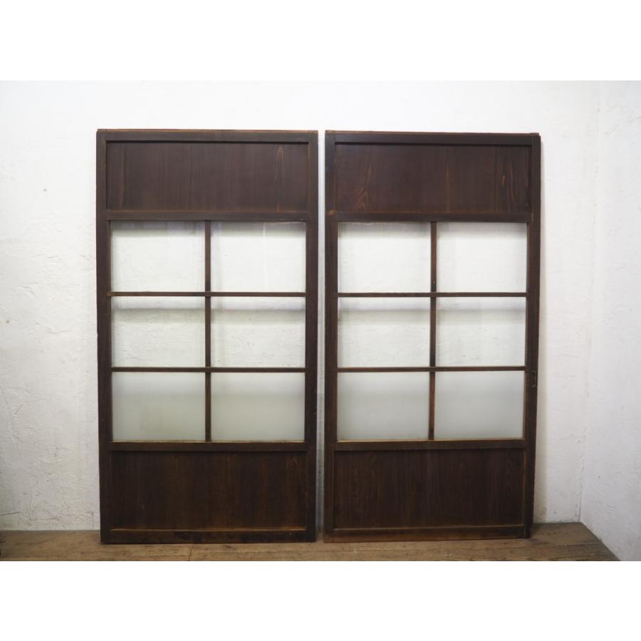 タA0556◆(1)【H175,5cm×W92cm】×2枚◆アンティーク◆味わいのある古い木製ガラス戸◆古建具 引き戸 板戸 帯戸 サッシ 古民家 レトロL松|secondhand012|09