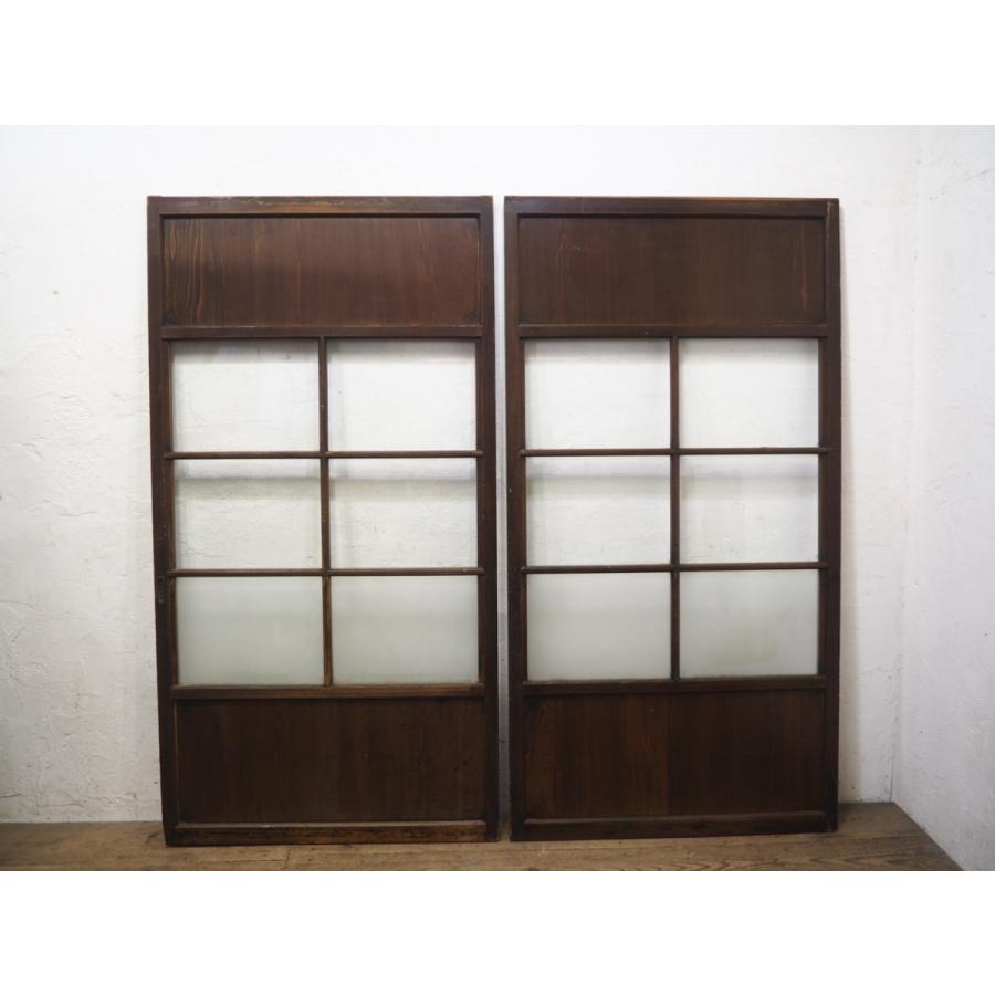 タA0556◆(1)【H175,5cm×W92cm】×2枚◆アンティーク◆味わいのある古い木製ガラス戸◆古建具 引き戸 板戸 帯戸 サッシ 古民家 レトロL松|secondhand012|10