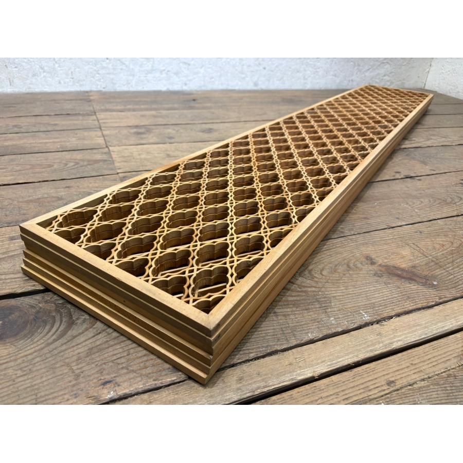 【貴重】組子欄間　送料込み　美品　欄間　らんま　アンティーク建具 タA1404◇6枚セット◇組子細工のレトロな古い木製欄間の素材◇建具