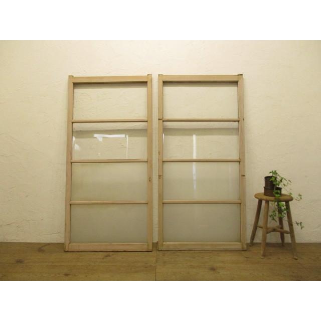 タA464◆(1)×２枚◆可愛いペンキのレトロな古い木枠ガラス戸◆建具引き戸ガレージリフォームK下 - 3