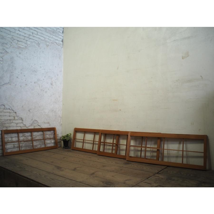 ユB0068◆(1)×4枚◆シンプルなデザインの小振りな古い障子戸◆古建具引き戸小窓明かり取りレトロビンテージA笹2