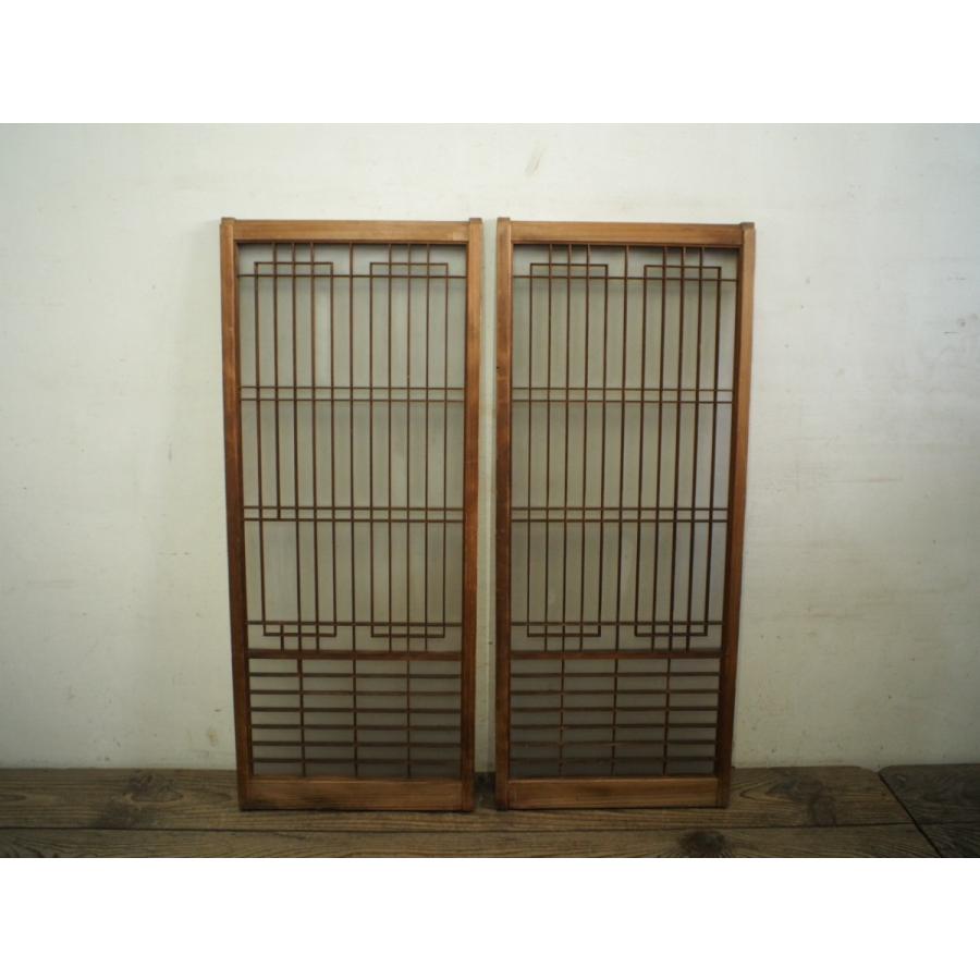 人気の贈り物が タB0378 ×2枚 素敵な組子細工のレトロな古い木枠ガラス