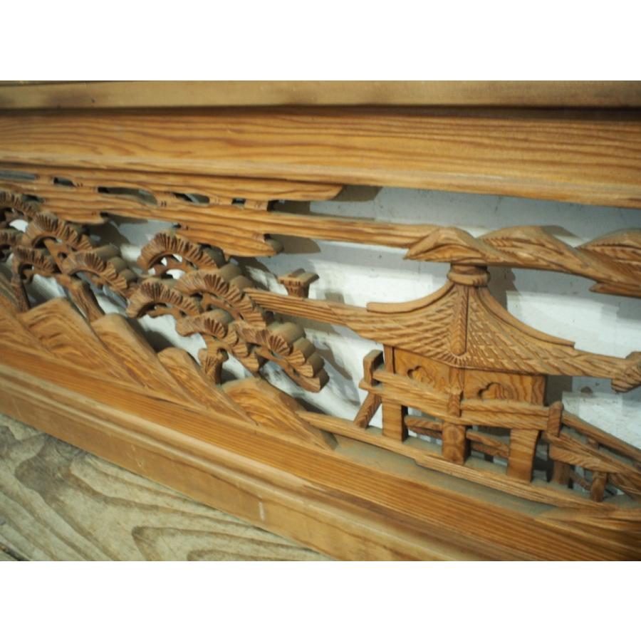 タ◇×◇重厚な木彫りデザインの古い木製欄間◇古