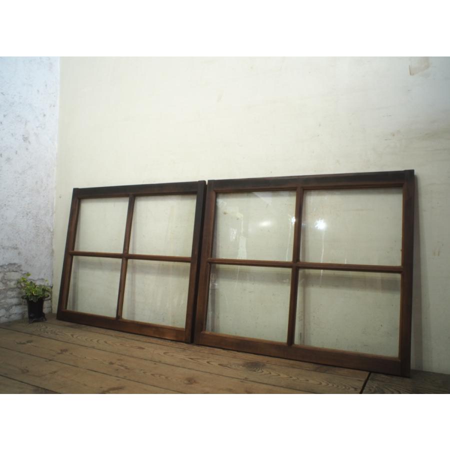 感謝価格 タc0776 1 2枚 アンティーク ゆらゆらガラスの古い木枠引き戸