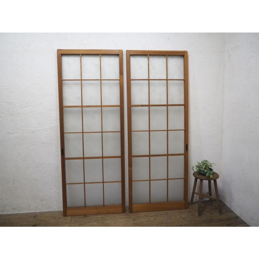 タD0457◆(2)×2枚◆昭和レトロな味わいの古い木枠ガラス戸◆建具 引き戸 サッシ 古民家 町家 中古住宅 リフォームL松