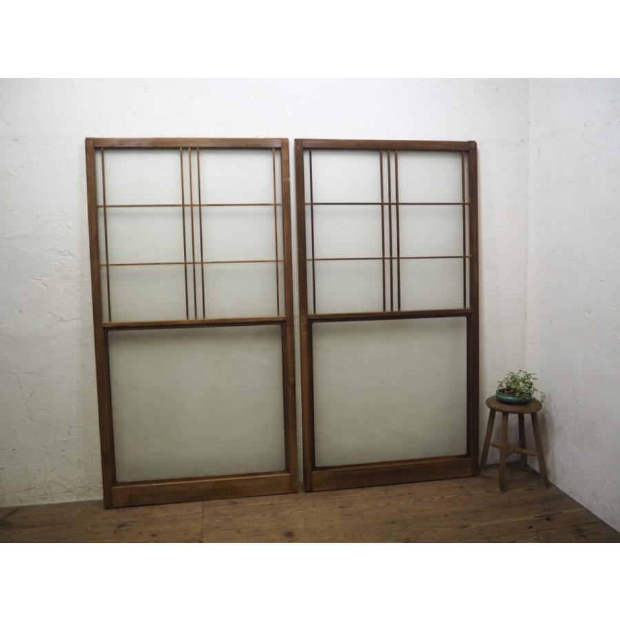 タE0132◆(2)×2枚◆昭和レトロな味わいの古い木枠ガラス戸◆建具 引き戸 サッシ 古民家再生 店舗什器 ビンテージL松 タE0132◇(2)H175cm×W93，5cm×2枚◇昭和レトロな味わい