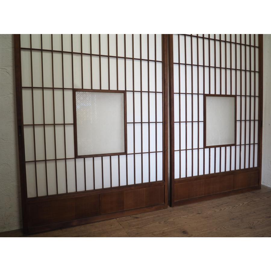 特売 タe0391 1 2枚 大正ガラス入り 横幅の大きいレトロな障子戸 建具 ガラス戸 引き戸 サッシ アンティークn松 Comfortperutravel Com