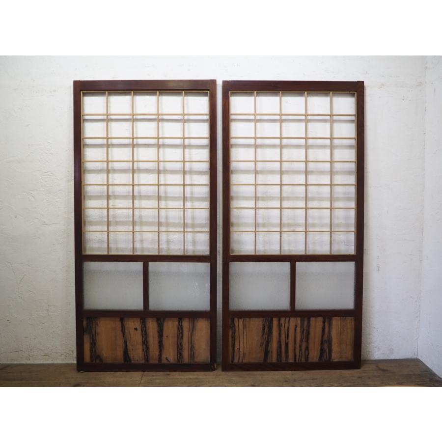 タE0648◇(3)【H177cm×W86cm】×2枚◇アンティーク◇素敵な大正ガラスの