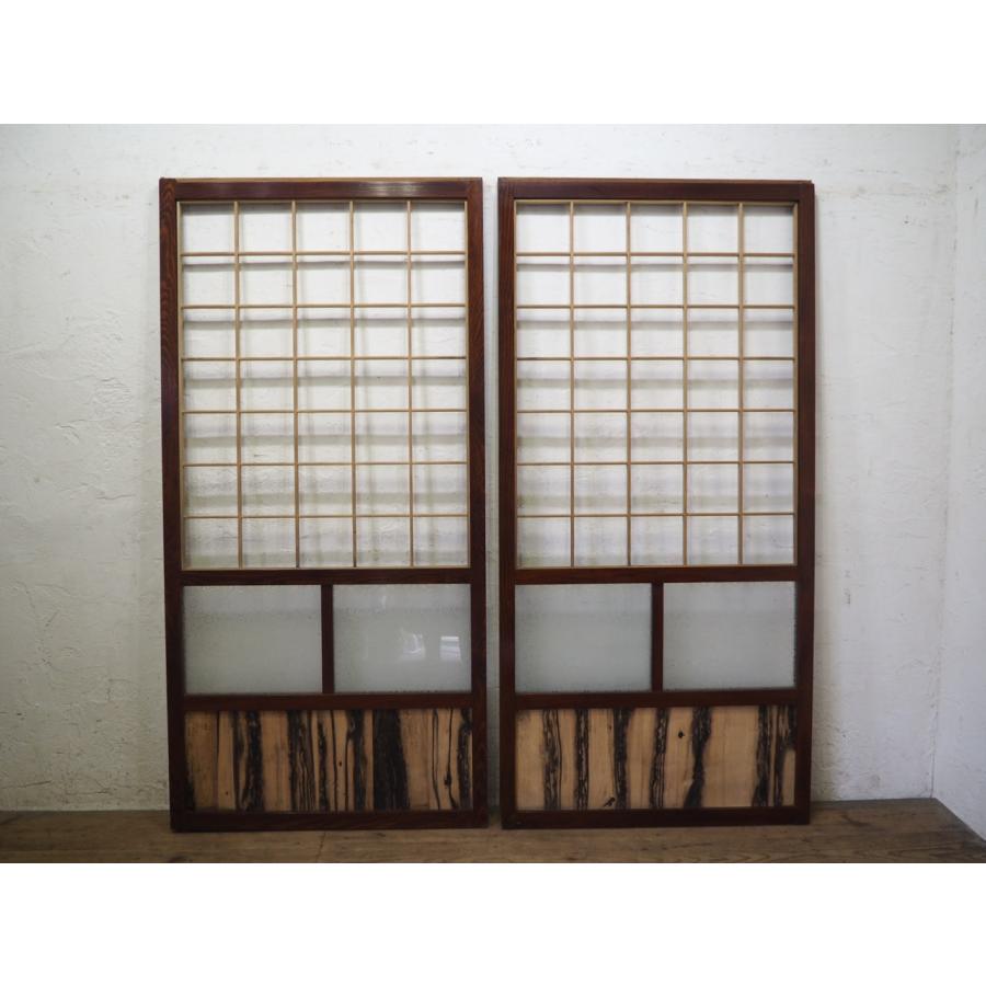 タE0648◇(3)【H177cm×W86cm】×2枚◇アンティーク◇素敵な大正ガラスの