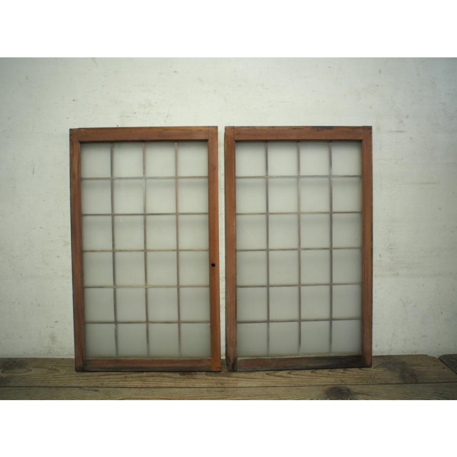 ユF0779◇【H77cm×W46cm】×2枚◇格子デザインのレトロな古い木枠