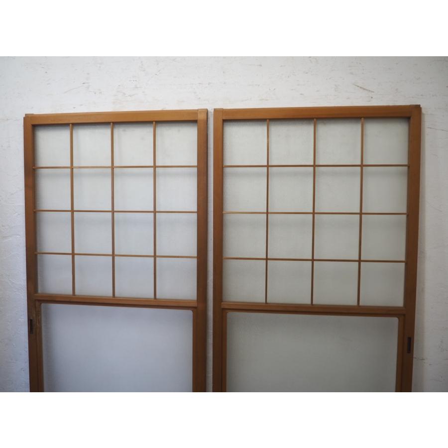 ガラス戸 2枚 【W85×H77.3cm】すりガラス 引き戸 窓枠 木枠 古民家 secondhand012_f0077-l
