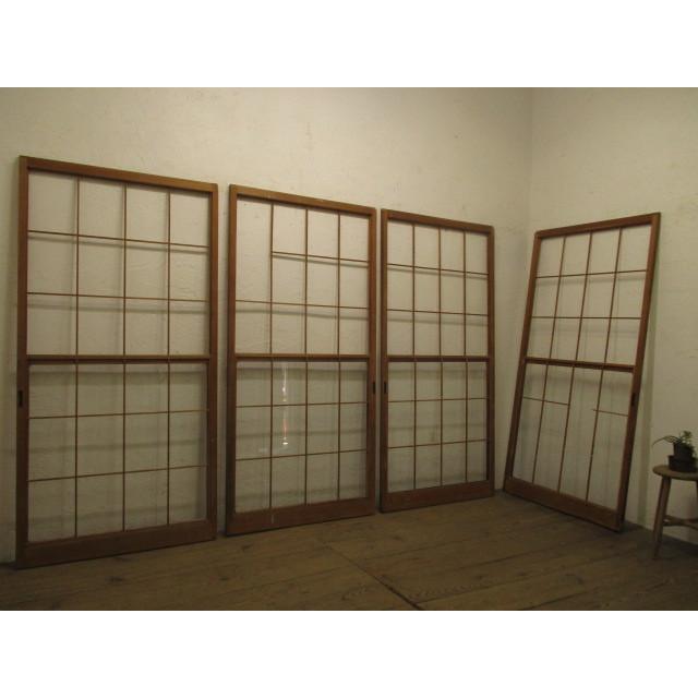 送料込 タg715 H176 5cm W87cm ４枚 レトロな味わいの雪見障子戸 建具引き戸ガラス戸古民家町屋和室リフォームm下 海外輸入 Tiebreak Fr