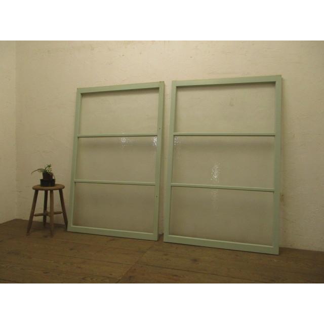 タG782◆(2)×２枚◆ペンキの剥げたレトロな古い木枠ガラス戸◆建具引き戸洋館リノベーションK下 タG782◇(2)H136，5m×W87，5cm×２枚◇ペンキの剥げたレトロな古い
