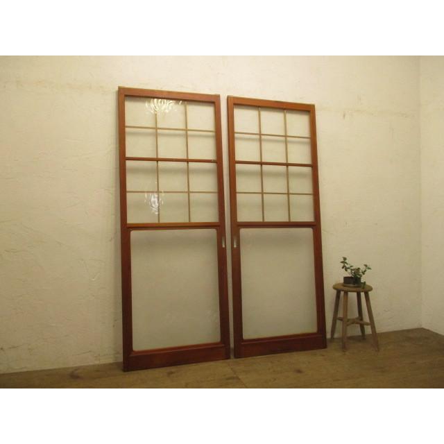 タi416 1 H177cm W67 5cm ２枚 昭和レトロなデザインガラスの古い木枠引き戸 古民家町屋和室建具l下 その他板戸 障子 Maximuspharm Com