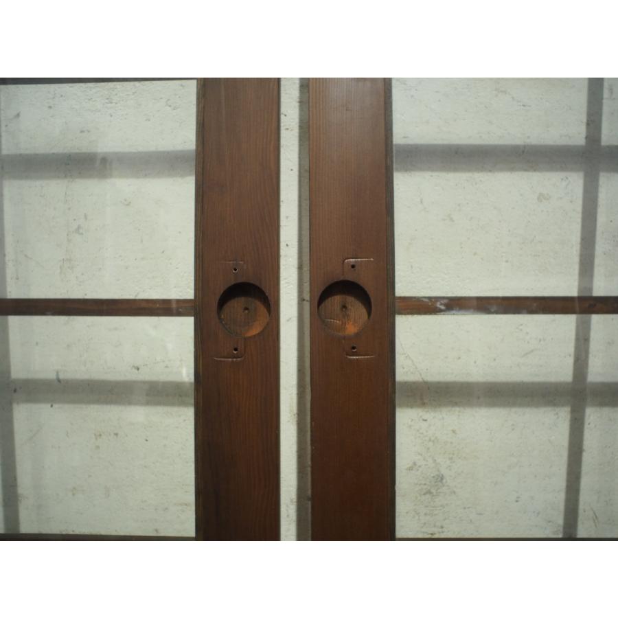 洋館　木製 窓枠 2枚セット 建具 シャビーシック　昭和初期　古道具　店舗設計 タj0031◇(1)【H109cm×W45,5cm】×2枚◇素敵な格子デザインの木枠ガラス
