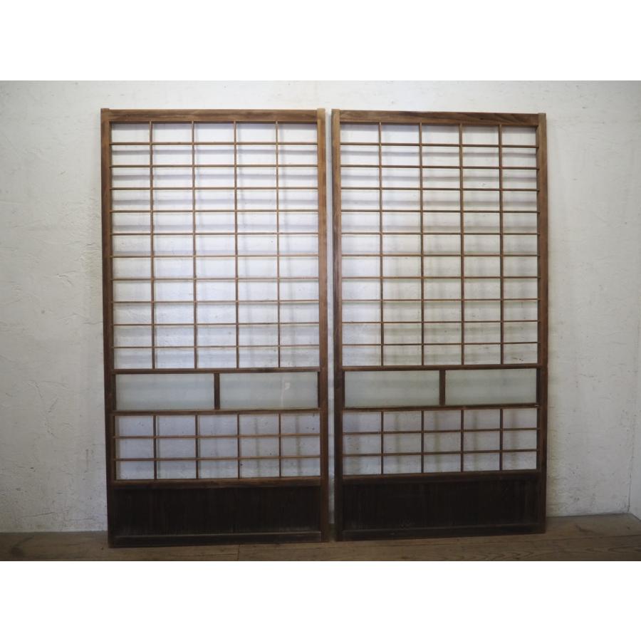 タK0937◇【H177cm×W90cm】×2枚◇大正ガラスのレトロな障子戸◇建具