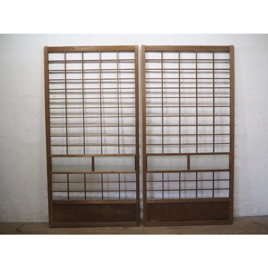 タK0937◇【H177cm×W90cm】×2枚◇大正ガラスのレトロな障子戸◇建具