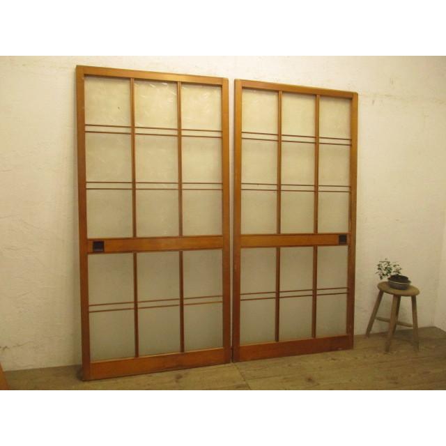 タk329 1 H176cm W87 5cm H176cm W87 ２枚 レトロな味わいの古い木製ガラス戸 建具引き戸昭和サッシ古民家町屋 リフォームl下 Secondhand012 その他板戸 障子 ２枚 レトロな味わいの古い木製ガラス戸 建具引き戸昭和サッシ古民家町屋リフォームl下 K329 Yk
