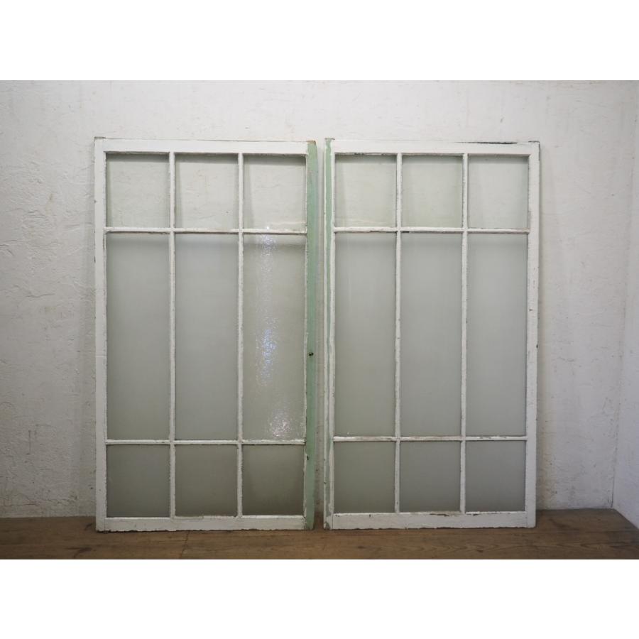 タL0525◇【H152cm×W84cm】×2枚◇シャビーシックな古い木枠ガラス戸 