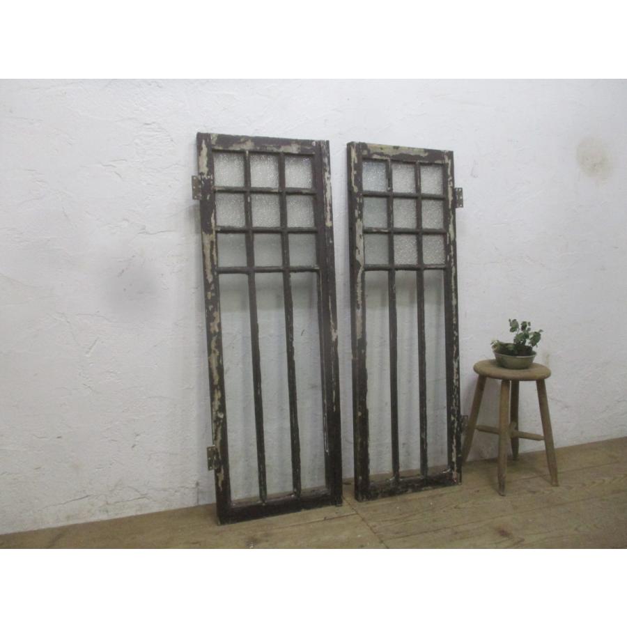 生まれのブランドで タl584 4 H122cm W41 5cm ２枚 アンティーク レトロな洋館の古い木製観音扉 建具ガラス戸ドア古民家k笹1 板戸 障子