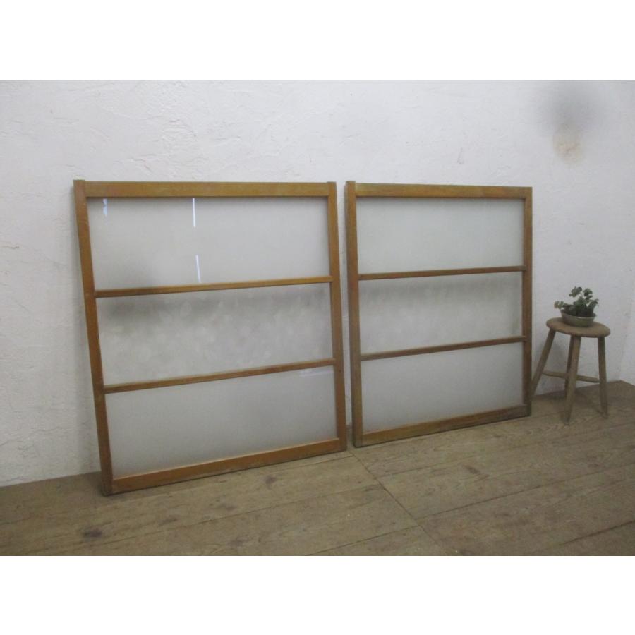 タL621◆×２枚◆アンティーク◆レトロな味わいの古い木製ガラス戸◆建具引き戸古民家町屋K笹1