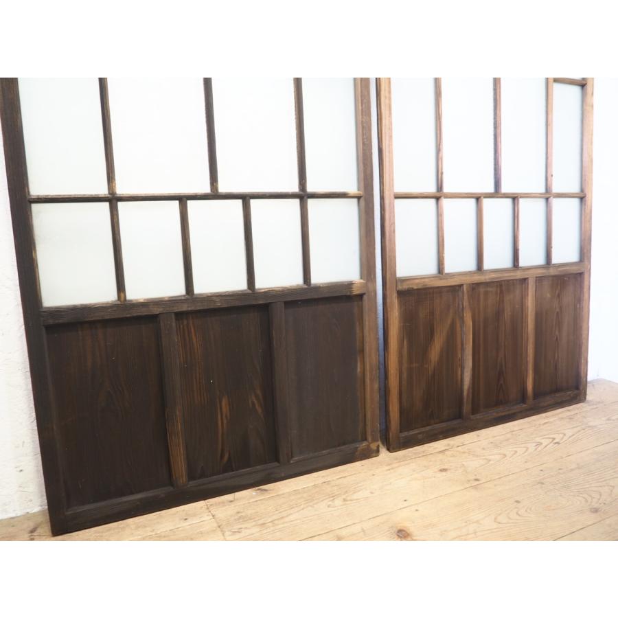 タM0429◇(4)【H183cm×W90cm】×2枚◇アンティーク◇葉ガラス入りの