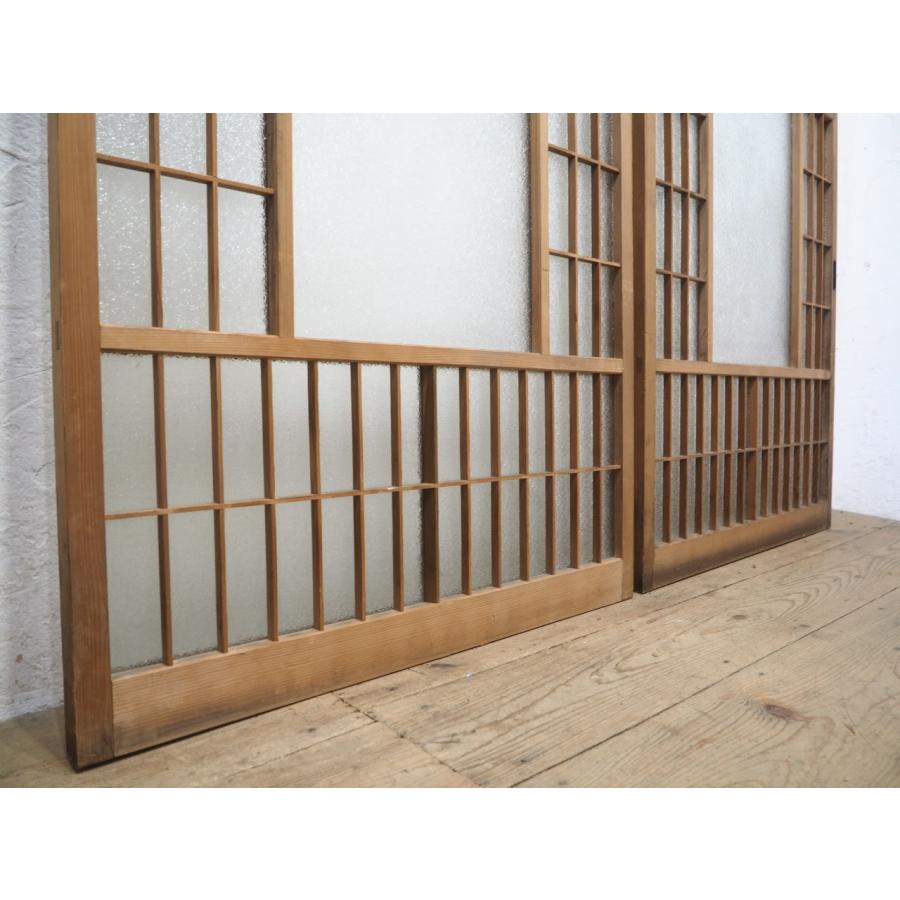 タM0534◇【H138cm×W86,5cm】×2枚◇アンティーク◇ダイヤガラスの古い 