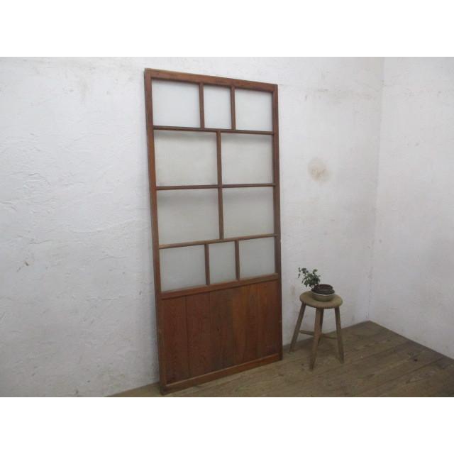 ガラス戸棚 木製 引き戸 磨りガラス 古家具 古道具 アンティーク 昭和