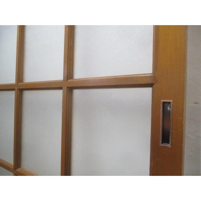 少し大きな古いガラス扉＊レトロ＊古道具 タM655◇(2)【H219cm×W133,5cm】◇格子デザインの大きな古い木製ガラス