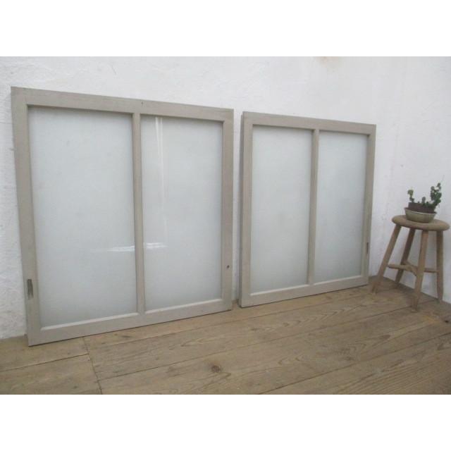 タM852◆複数セット有◆×２枚◆可愛いペンキの古い木製ガラス戸◆建具引き戸カフェ雑貨屋古家具K下